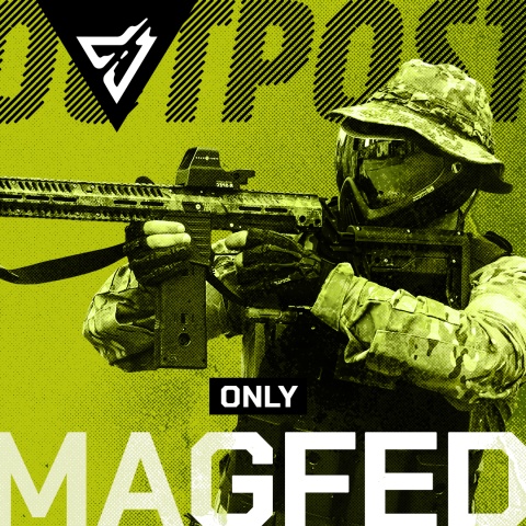 Magfed Only. Paintball-Event mit Dutzenden von Spielern, Szenario-Missionen, Taktik und Magfed-Waffen.